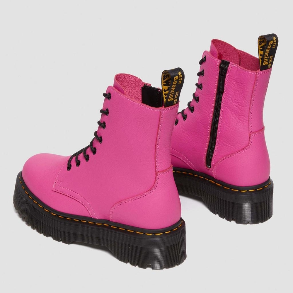 Dr. Martens Pink Leather Jadon Boots - Picture 2 of 7
